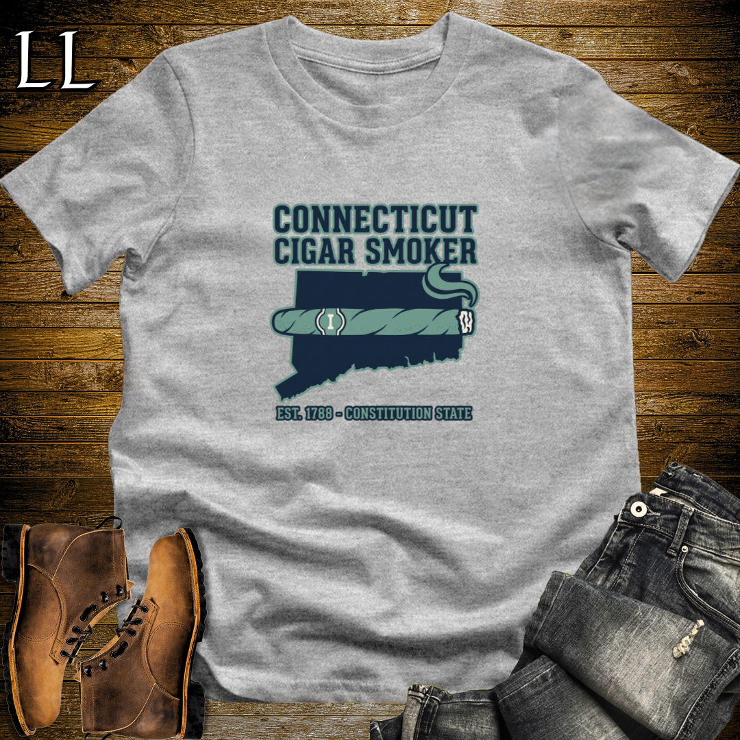 Connecticut Cigar Smoker T-Shirt Sport Grey | Shade Wrapper State Cigar Shirt
