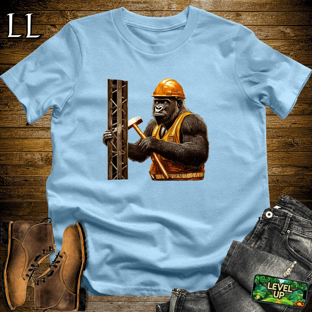 Construction Worker Gorilla Light Blue | Funny Work Shirt