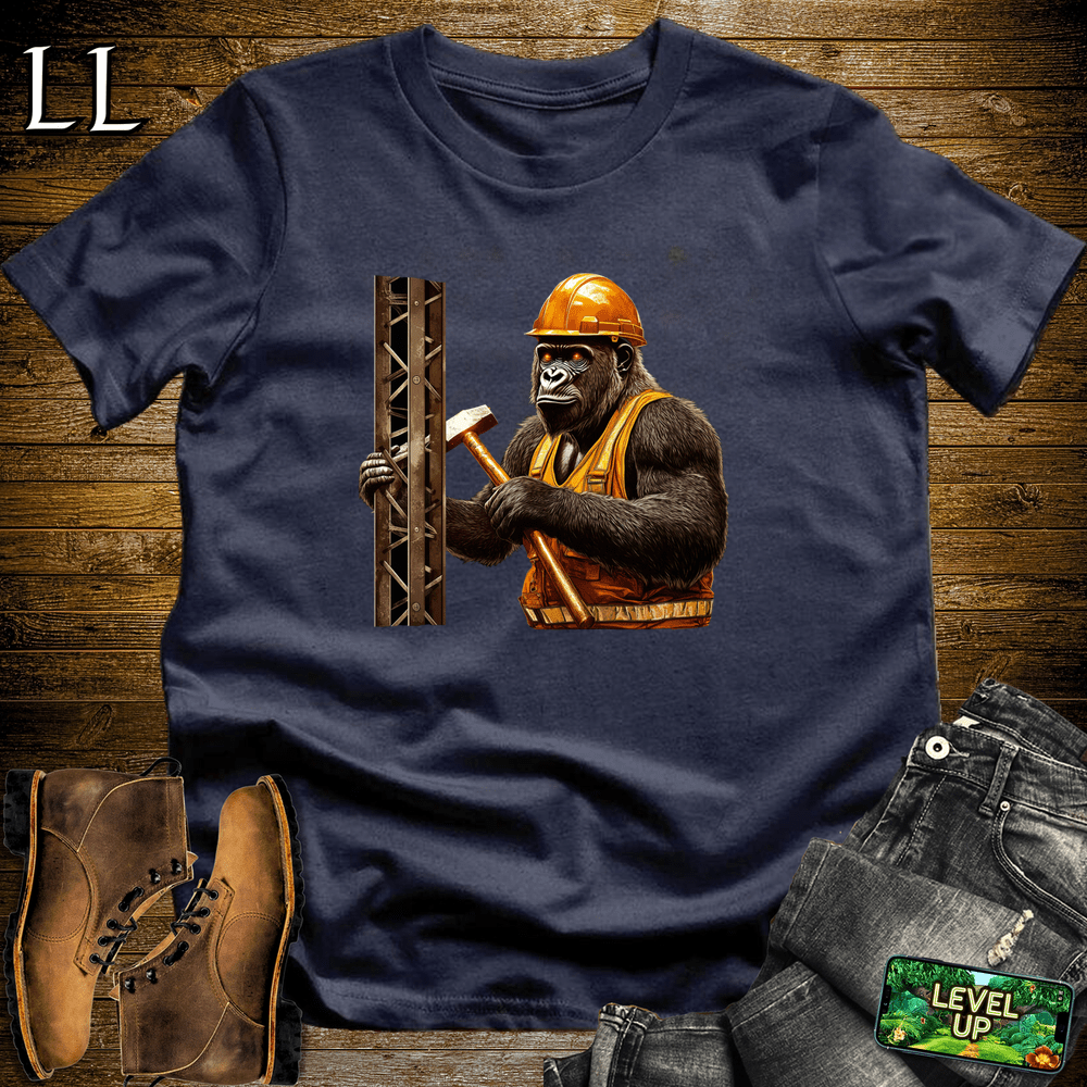 Construction Worker Gorilla Navy | Funny Work Shirt