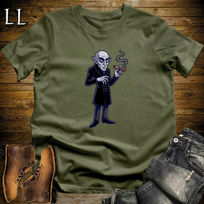 Count Orlok Nosferatu Cigar T-Shirt Military Green | Nosferatu Vampire Cigar Tee