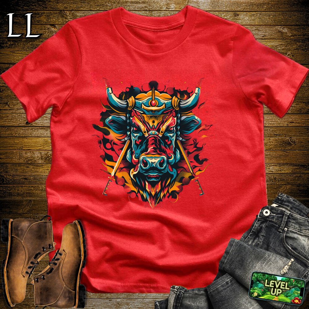 Cow Samurai Softstyle Tee - Red - LegacyLayers