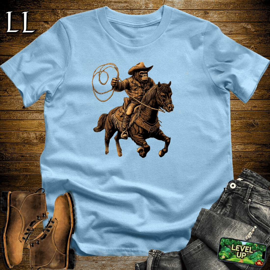 Cowboy Gorilla Light Blue | Western Shirt