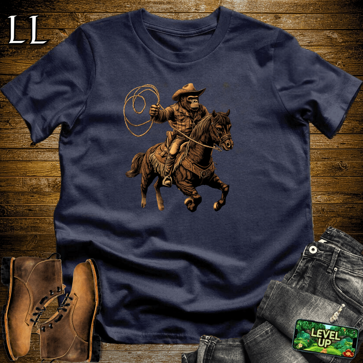 Cowboy Gorilla Softstyle Tee - Navy - LegacyLayers