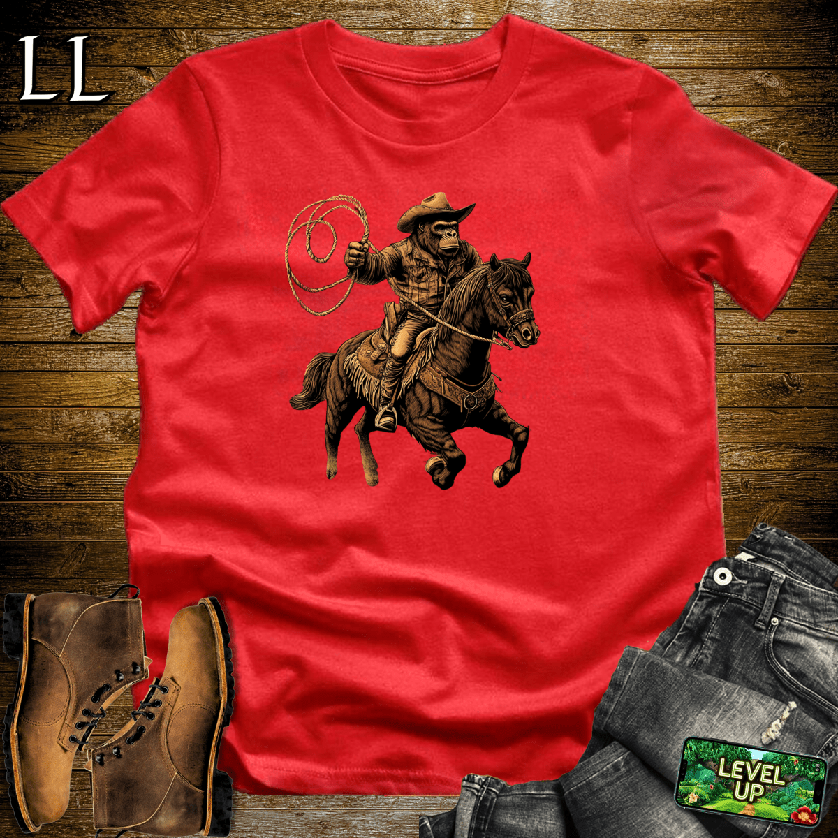 Cowboy Gorilla Softstyle Tee - Red - LegacyLayers