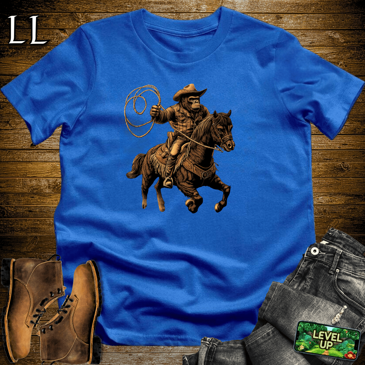 Cowboy Gorilla Softstyle Tee - Royal - LegacyLayers