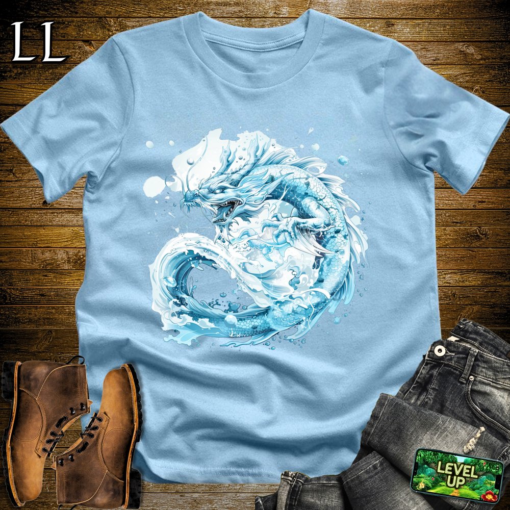 Crashing Wave Dragon Softstyle Tee - Light Blue - LegacyLayers