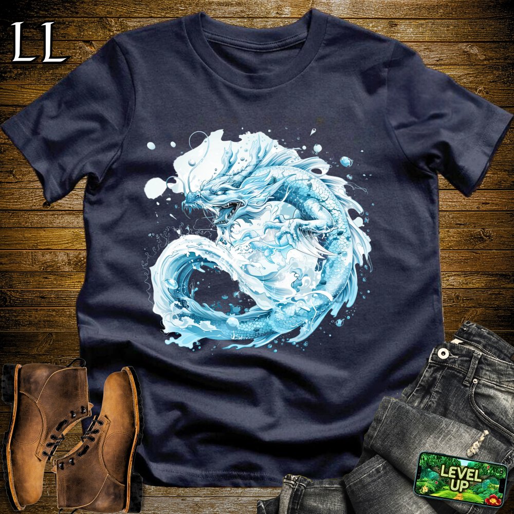 Crashing Wave Dragon Softstyle Tee - Navy - LegacyLayers