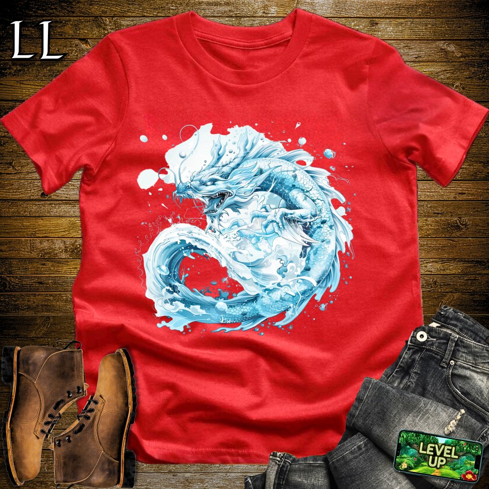 Crashing Wave Dragon Softstyle Tee - Red - LegacyLayers