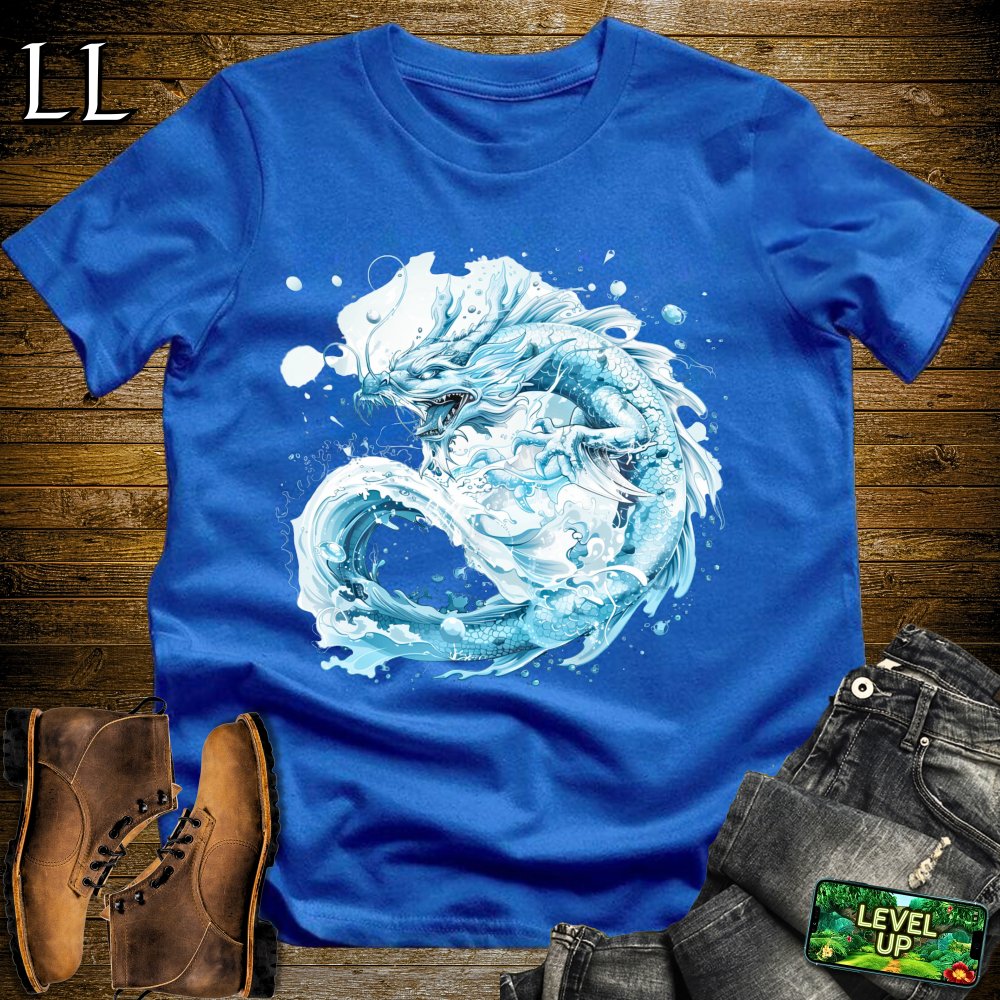 Crashing Wave Dragon Softstyle Tee - Royal - LegacyLayers