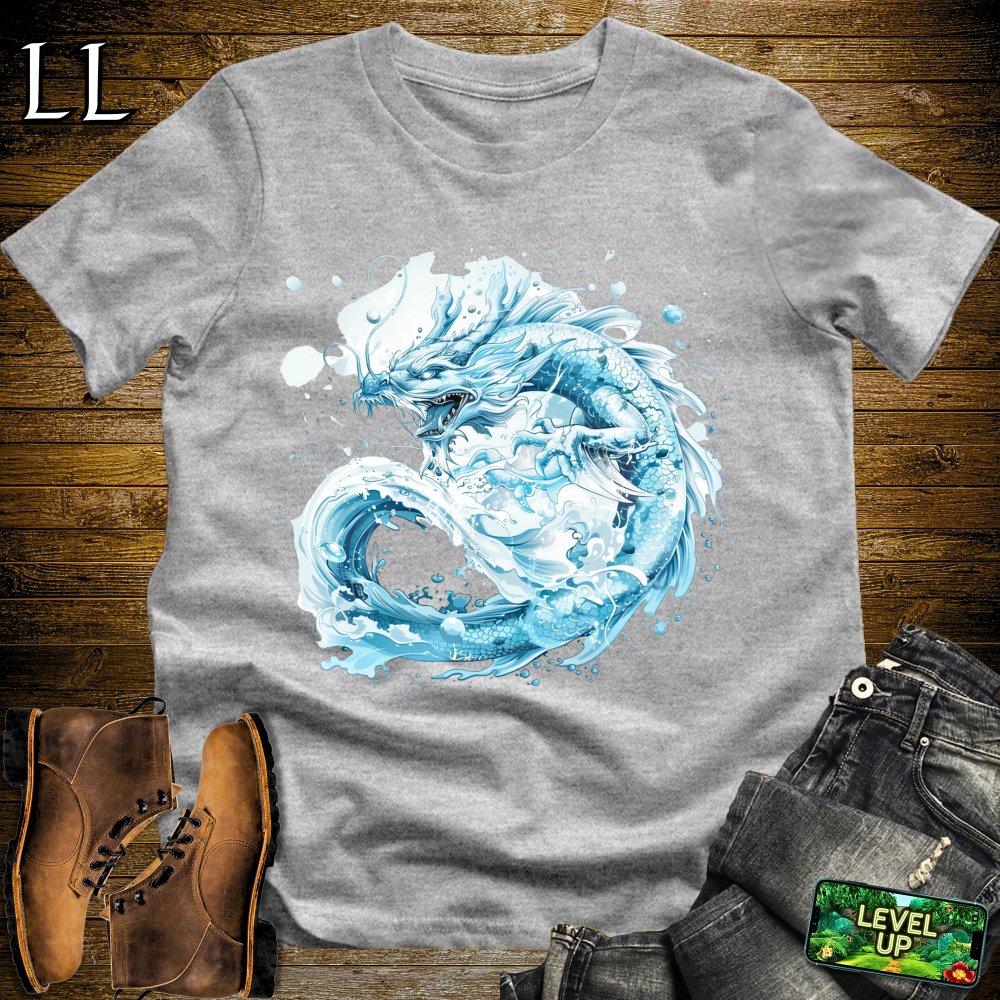 Crashing Wave Dragon Softstyle Tee - Sport Grey - LegacyLayers