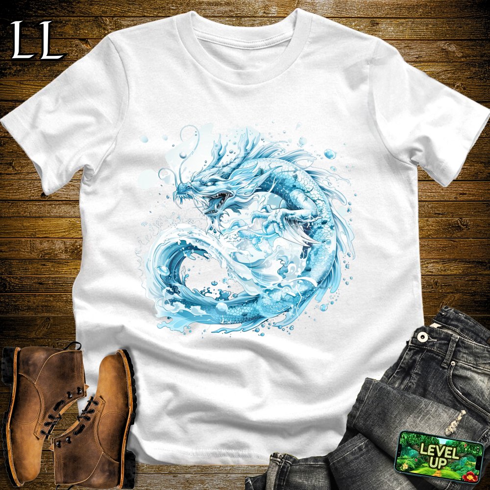 Crashing Wave Dragon Softstyle Tee - White - LegacyLayers