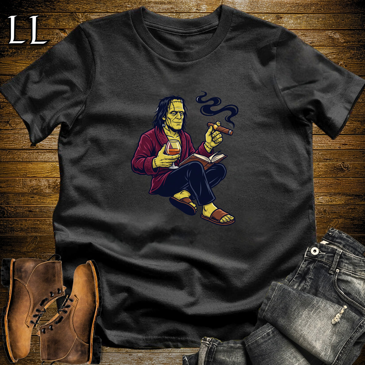 Creature's Night Off Cognac Cigar T-Shirt Black | Cognac Cigar Monster Tee