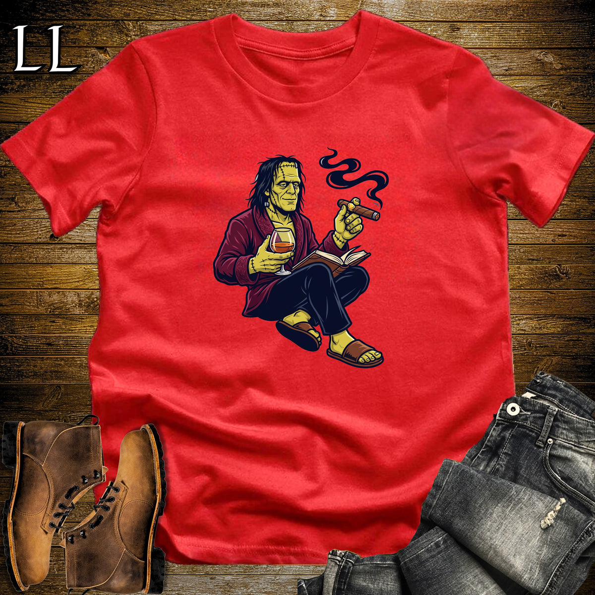 Creature's Night Off Cognac Cigar T-Shirt Red | Cognac Cigar Monster Tee
