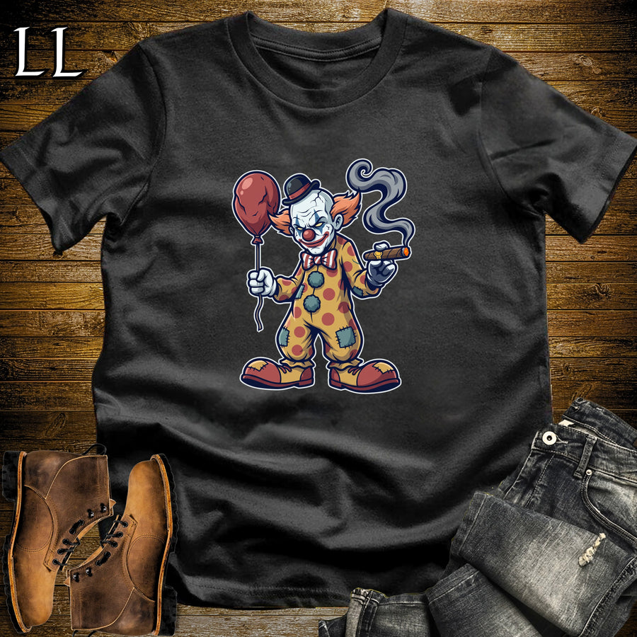 Creepy Circus Clown Cigar T-Shirt Black | Creepy Circus Clown Cigar Tee