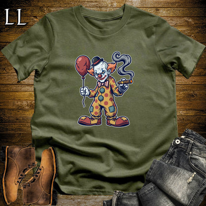 Creepy Circus Clown Cigar T-Shirt Military Green | Creepy Circus Clown Cigar Tee