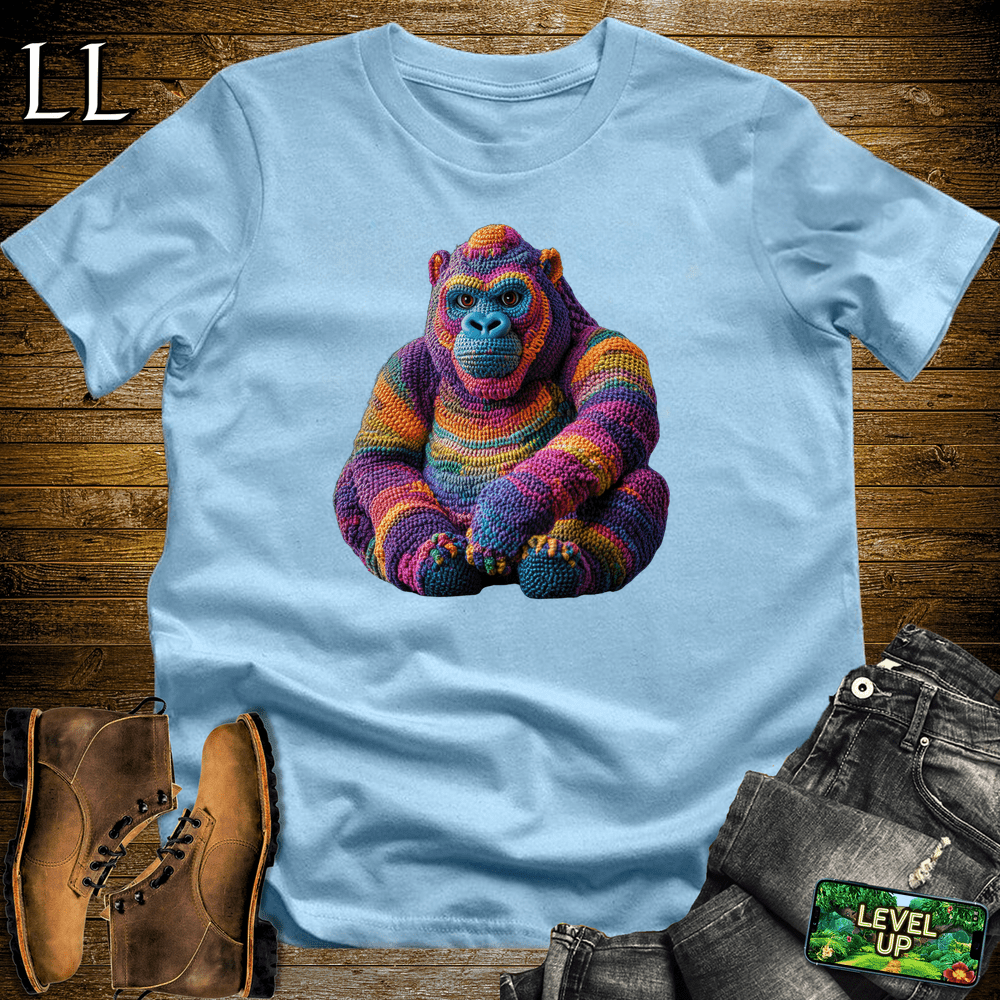 Crochet Gorilla Light Blue | Crafter's Gorilla Graphic Tee