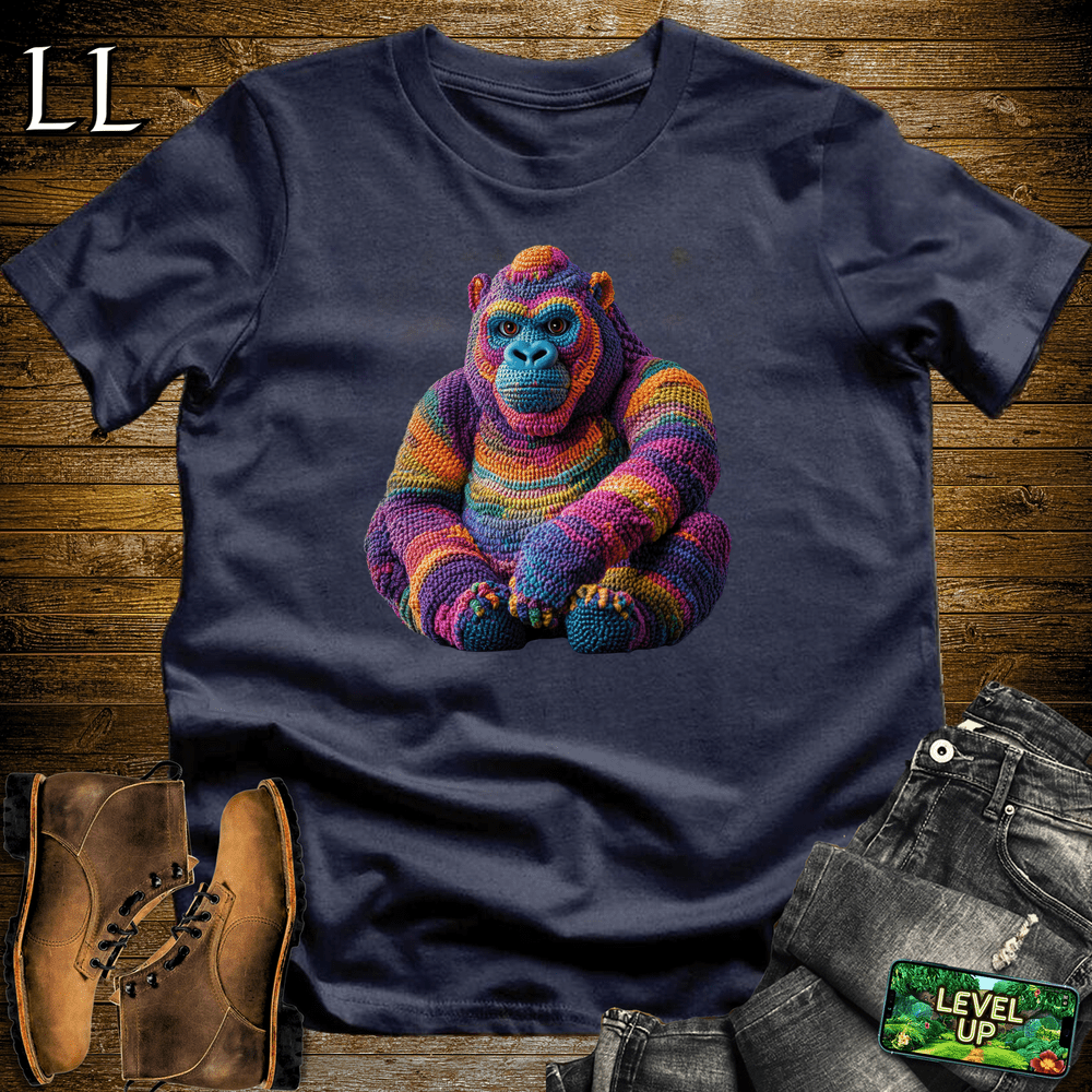 Crochet Gorilla Navy | Crafter's Gorilla Graphic Tee