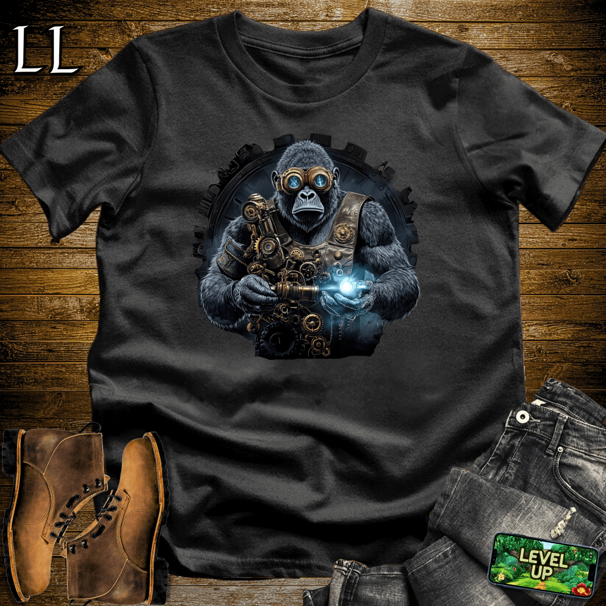 Cyberpunk Gorilla Softstyle Tee - Black - LegacyLayers