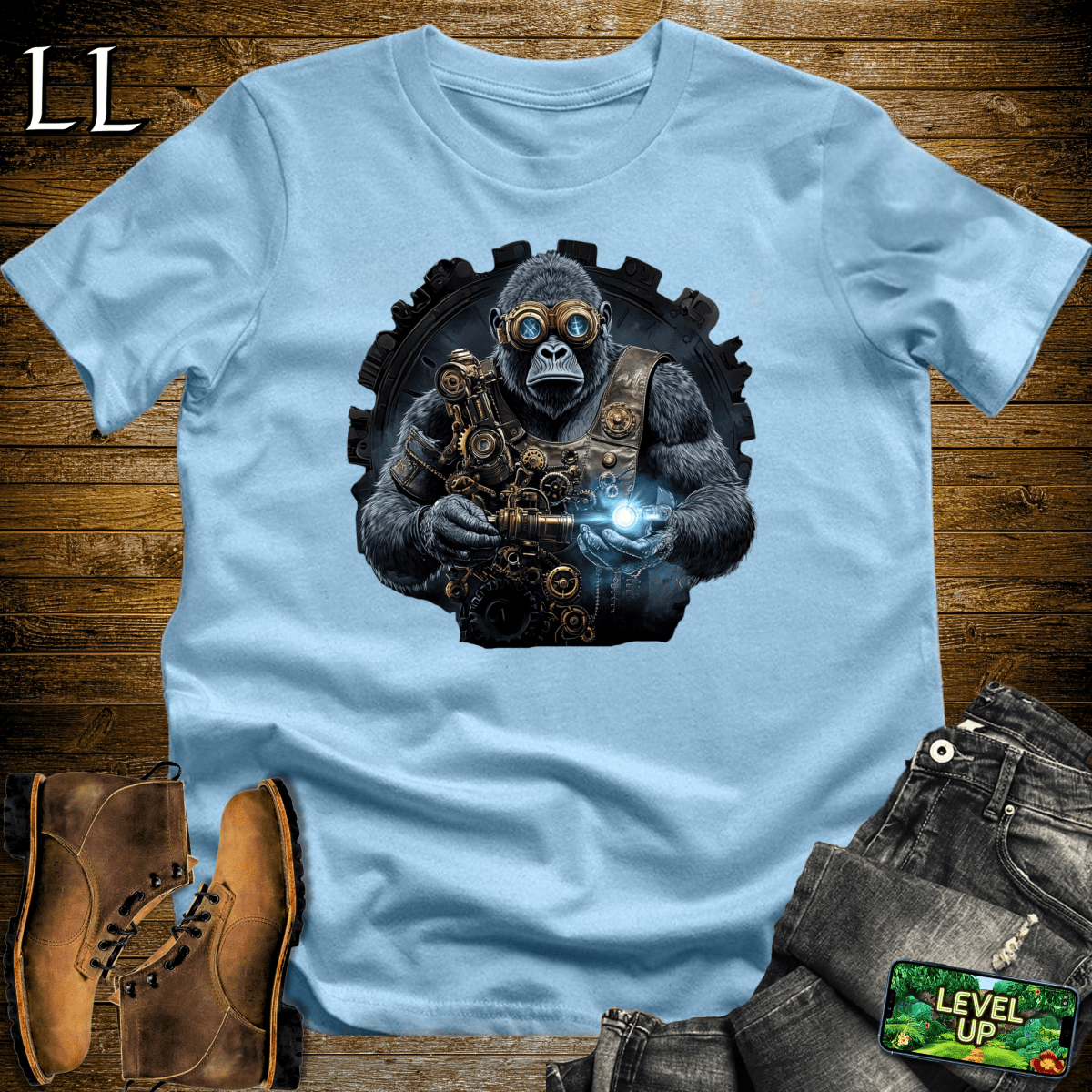 Cyberpunk Gorilla Light Blue | Futuristic Shirt