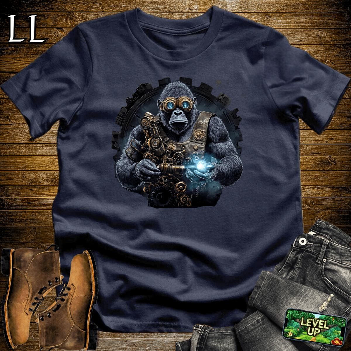 Cyberpunk Gorilla Navy | Futuristic Shirt