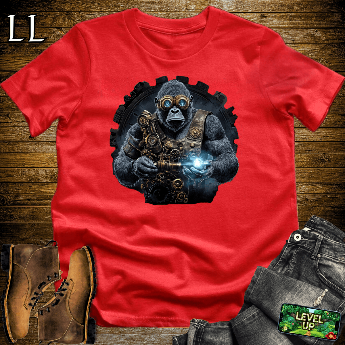 Cyberpunk Gorilla Softstyle Tee - Red - LegacyLayers