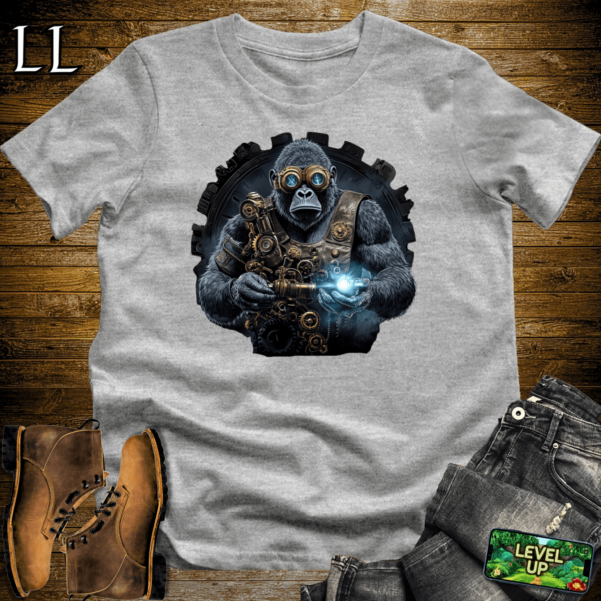 Cyberpunk Gorilla Softstyle Tee - Sport Grey - LegacyLayers