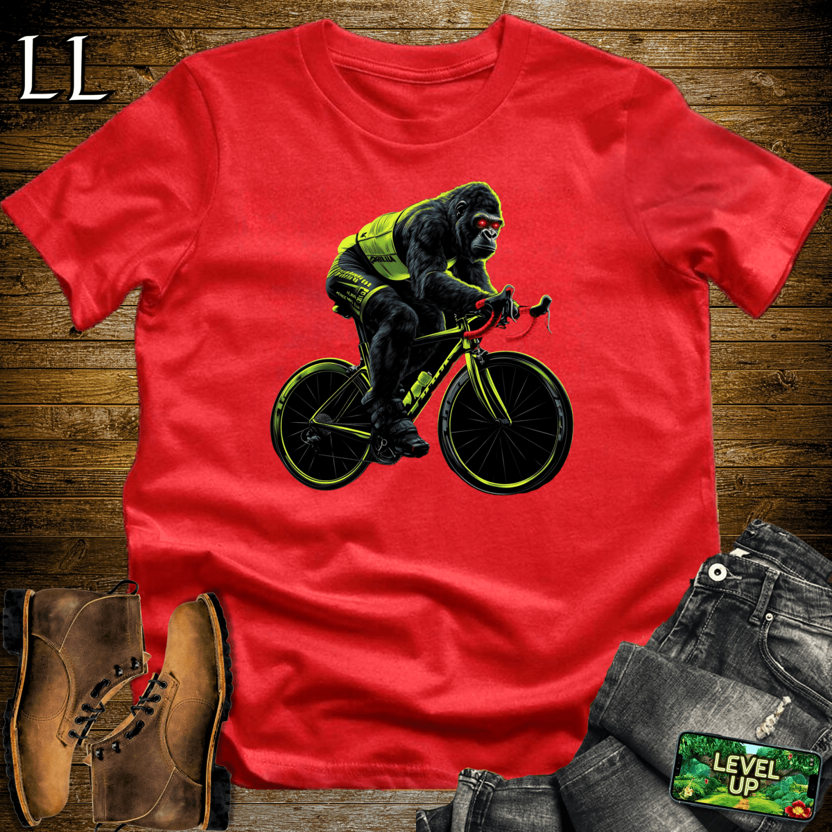 Cyclist Gorilla Softstyle Tee - Red - LegacyLayers