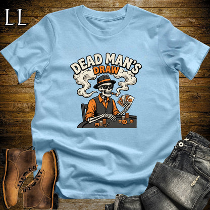 Dead Man's Draw Skeleton Poker Cigar T-Shirt Light Blue | Skeleton Poker Cigar Shirt