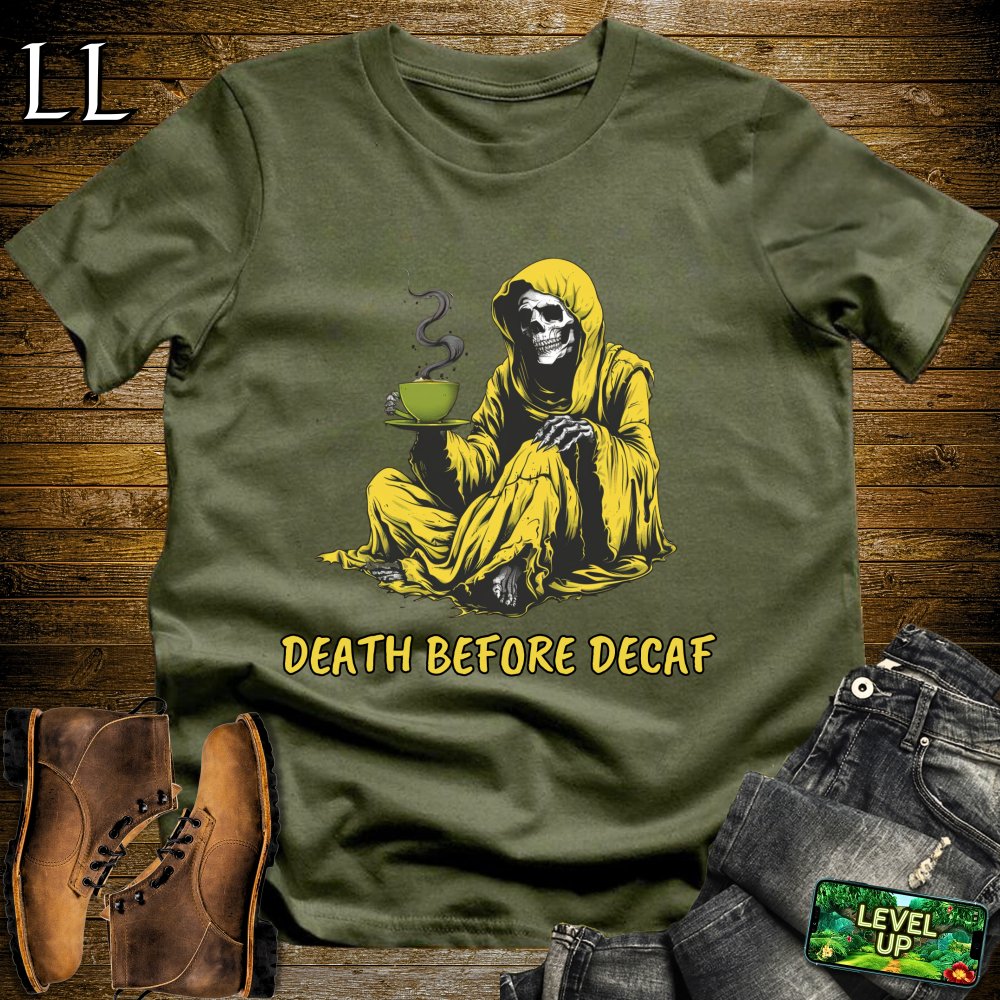 Death Before DECAF Grim Reaper Softstyle Tee - Military Green - LegacyLayers