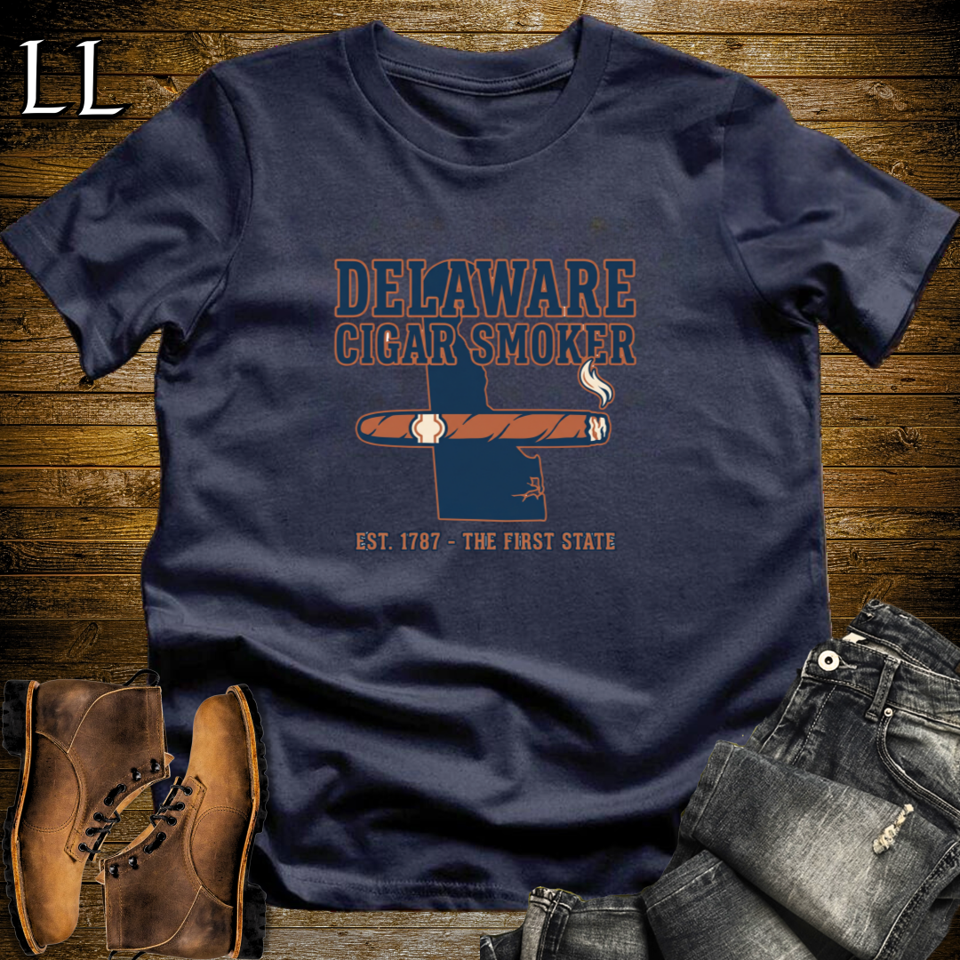 Delaware Cigar Smoker T-Shirt Navy | Cigar Lover Gift Tee