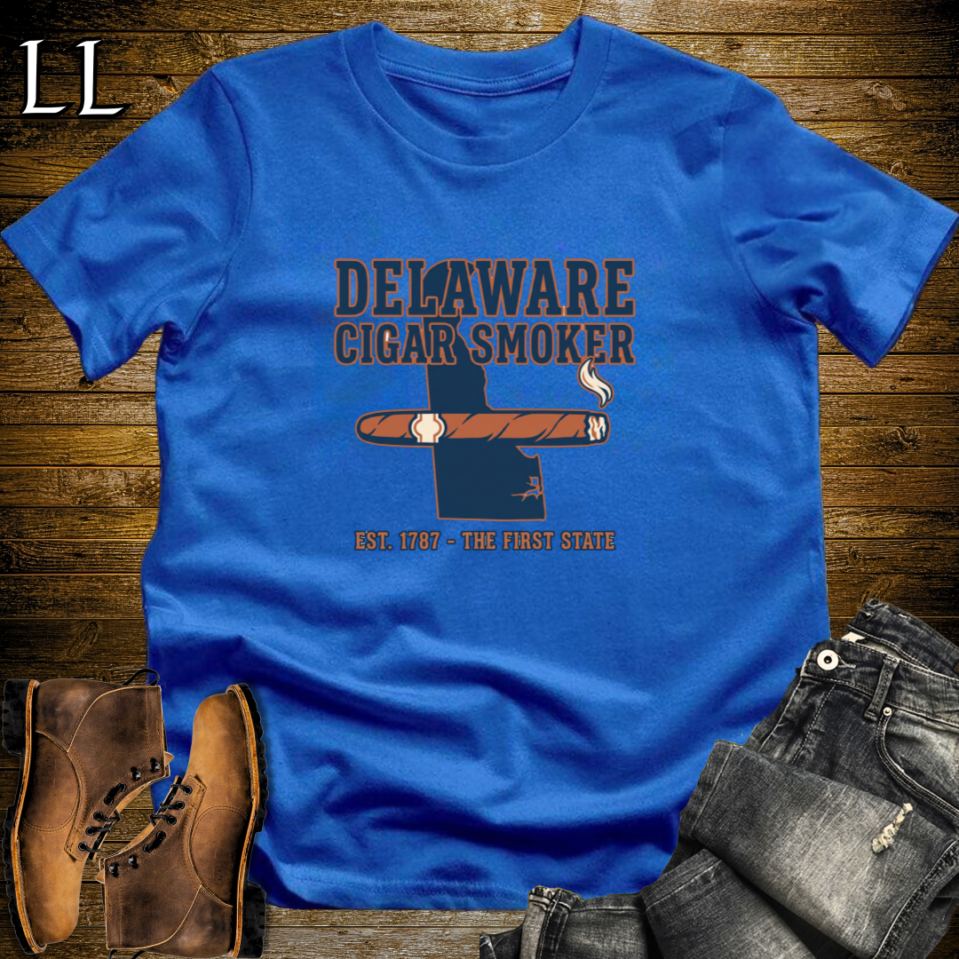 Delaware Cigar Smoker T-Shirt Royal Blue | Cigar Lover Gift Tee
