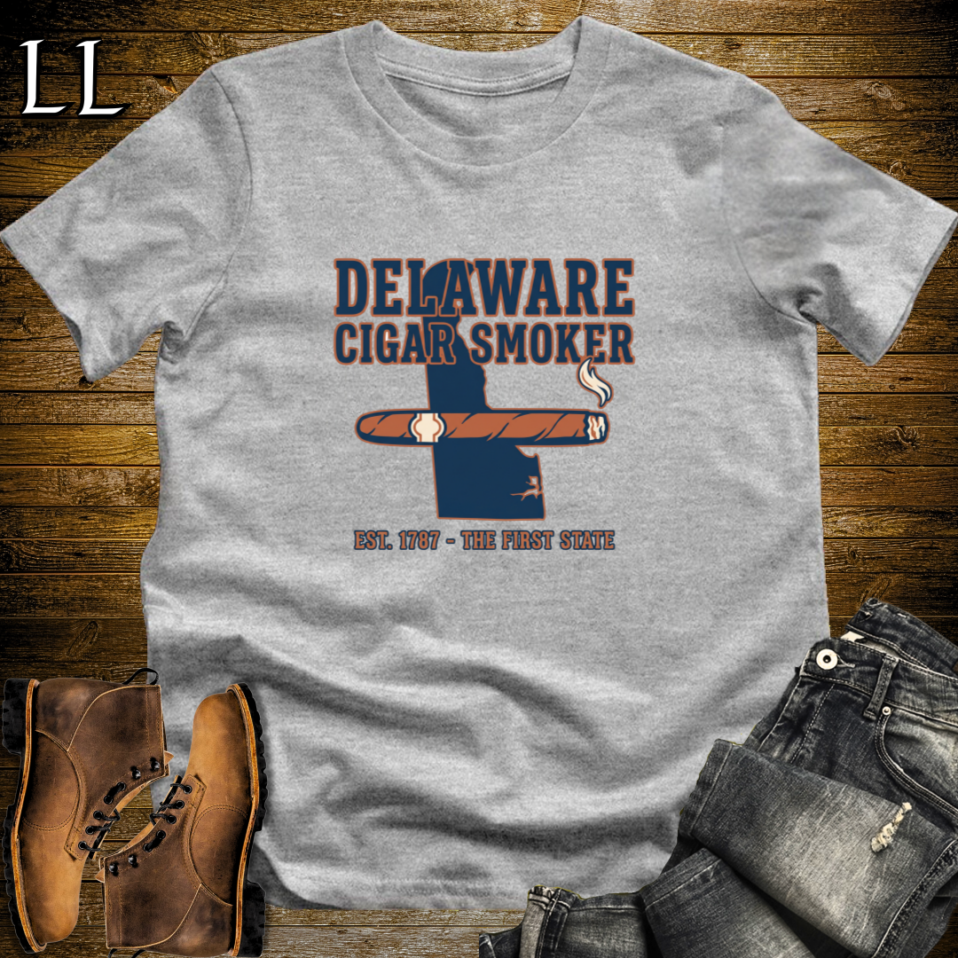 Delaware Cigar Smoker T-Shirt Sport Grey | Cigar Lover Gift Tee