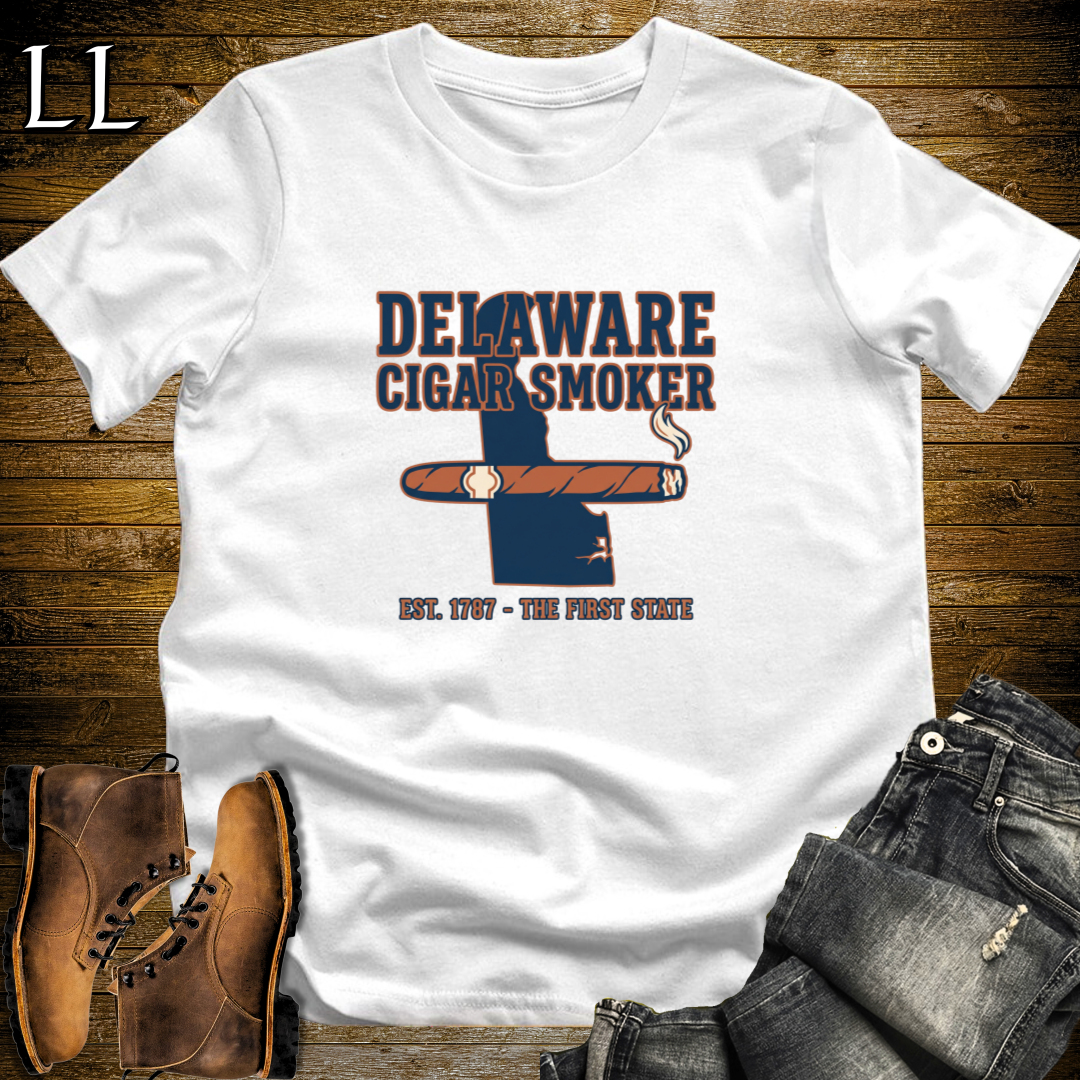 Delaware Cigar Smoker T-Shirt White | Cigar Lover Gift Tee