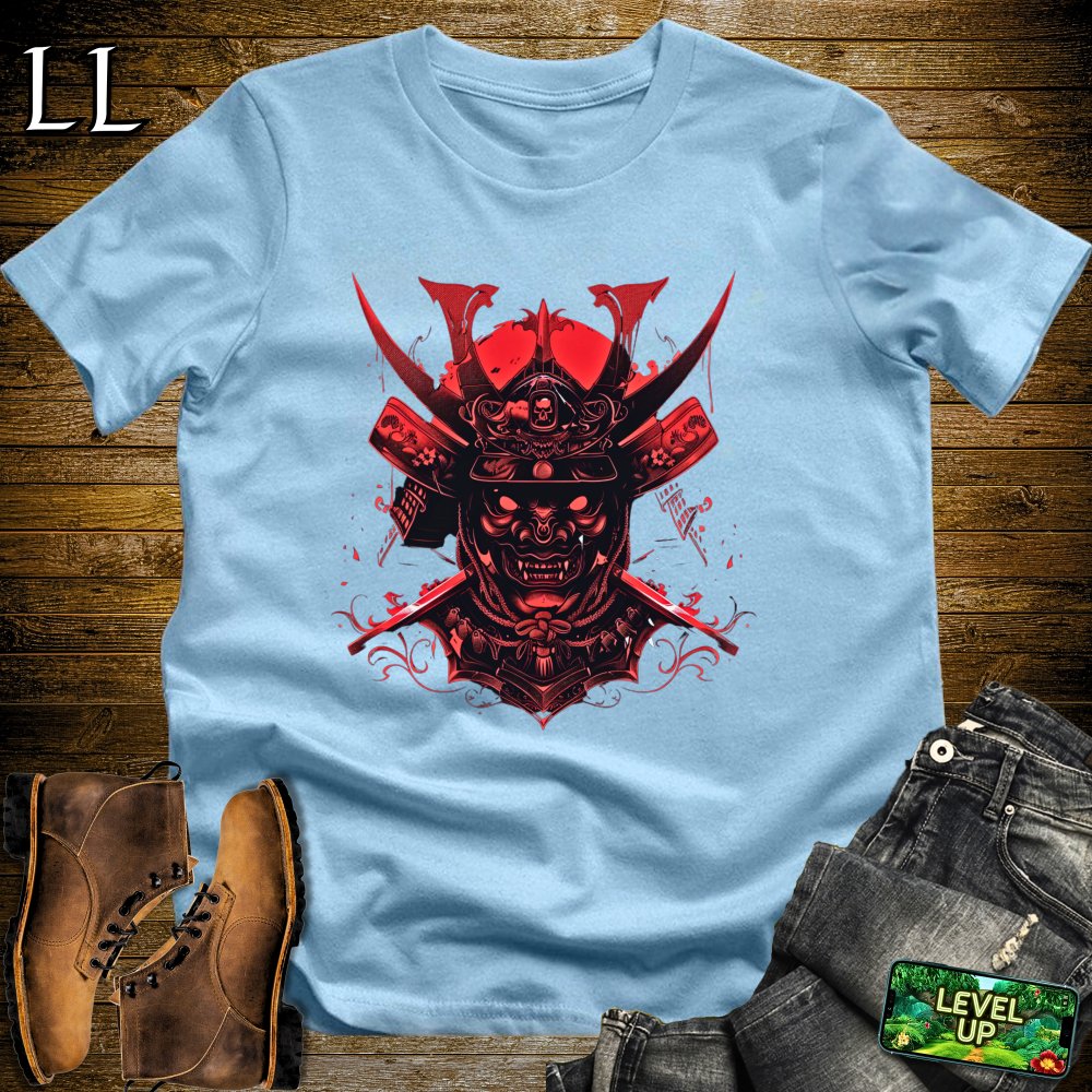 Demon Samurai Mask Softstyle Tee Light Blue | Samurai Tee