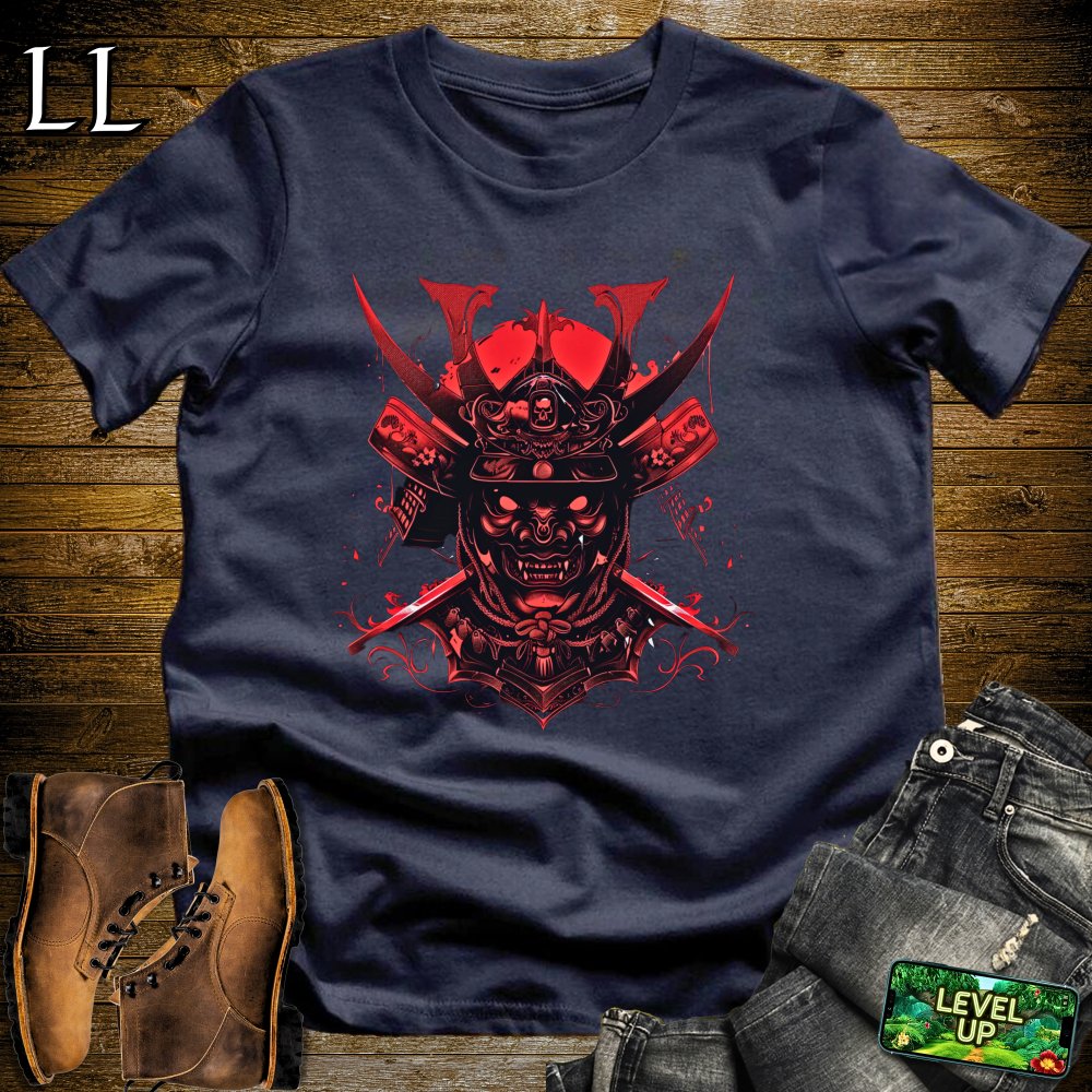 Demon Samurai Mask Softstyle Tee - Navy - LegacyLayers