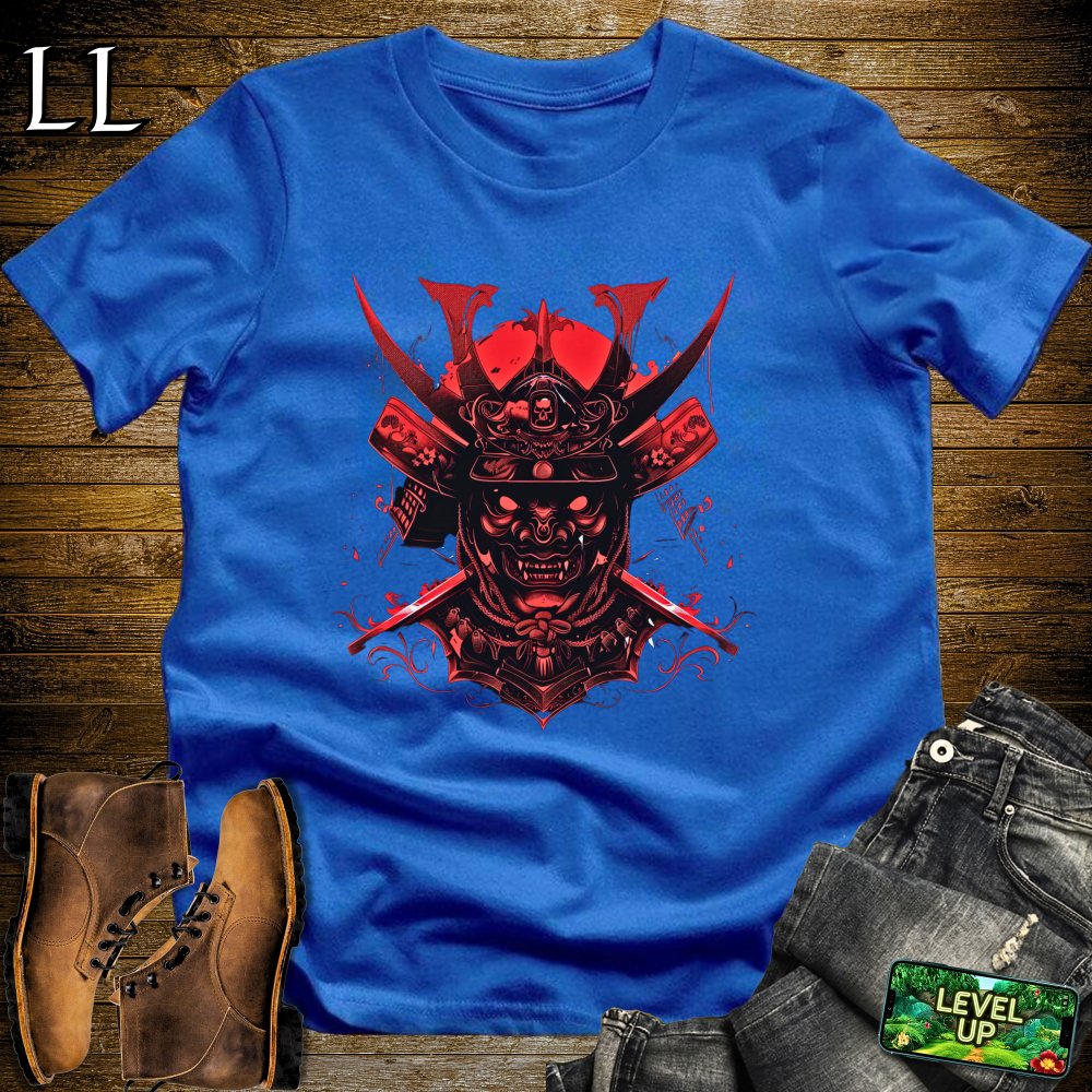 Demon Samurai Mask Softstyle Tee Royal Blue | Samurai Tee