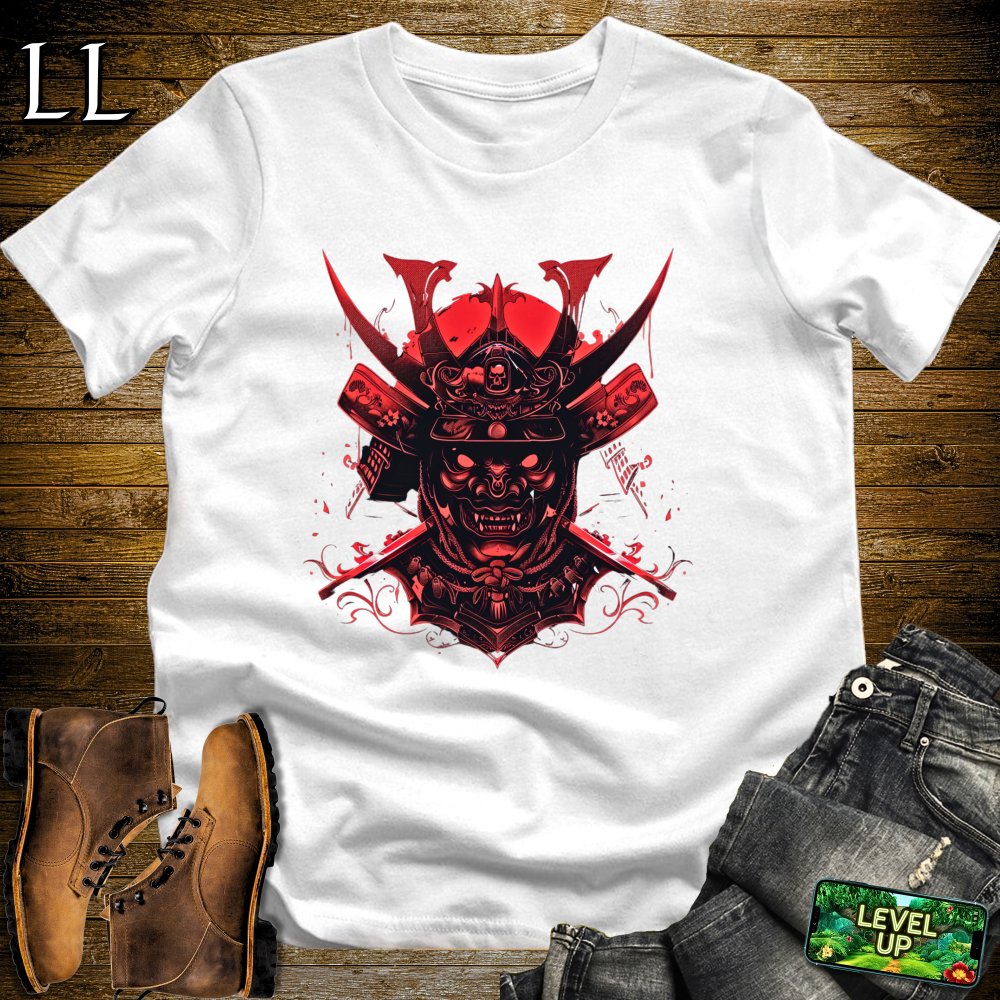 Demon Samurai Mask Softstyle Tee - White - LegacyLayers