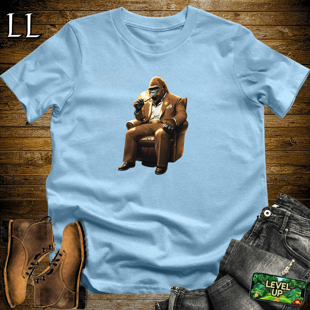 Desert Cigar Gorilla Light Blue | Gorilla Graphic Tee Gift
