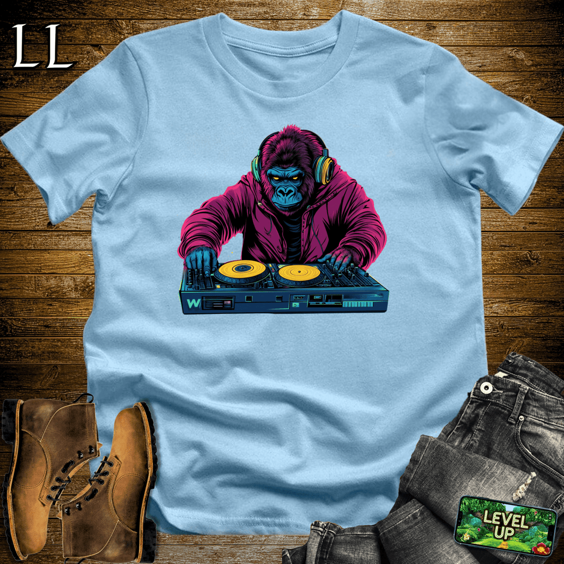 Party Animal DJ Gorilla Light Blue | DJ Gorilla Tee
