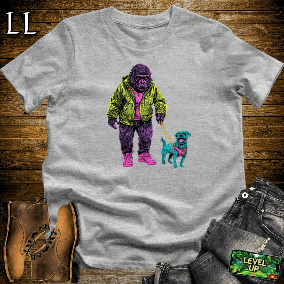 Dog Walker Gorilla Softstyle Tee - Sport Grey - LegacyLayers