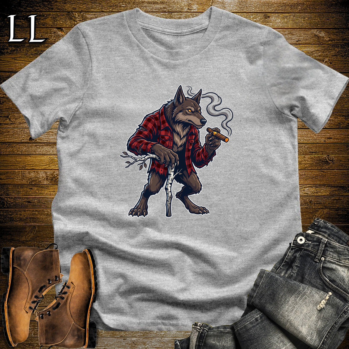 Dogman Cryptid Cigar T-Shirt Sport Grey | Dogman Cryptid Cigar Tee