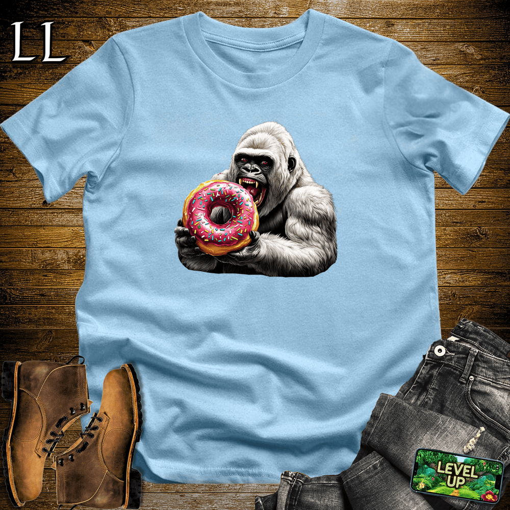 Donut Gorilla Light Blue | Funny Food Lover Tee