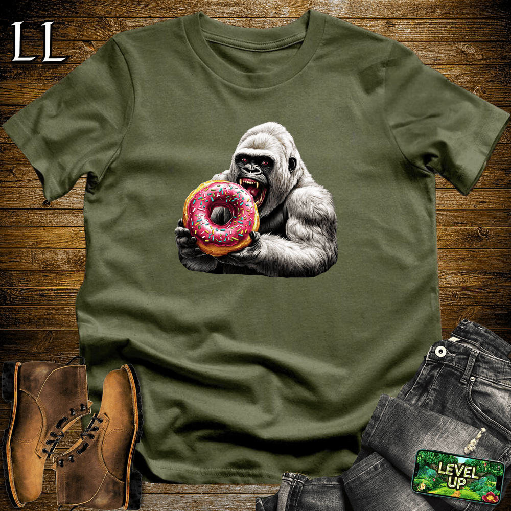 Donut Gorilla Military Green | Funny Food Lover Tee