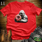 Donut Gorilla Red | Funny Food Lover Tee