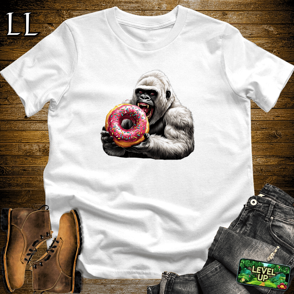 Donut Gorilla White | Funny Food Lover Tee