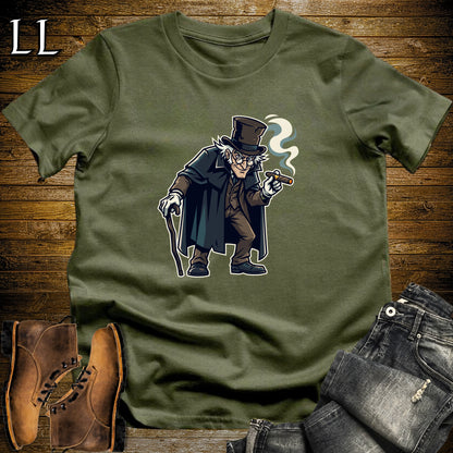 Victorian Gentleman Top Hat Cigar T-Shirt Military Green | Spooky Cigar Shirt