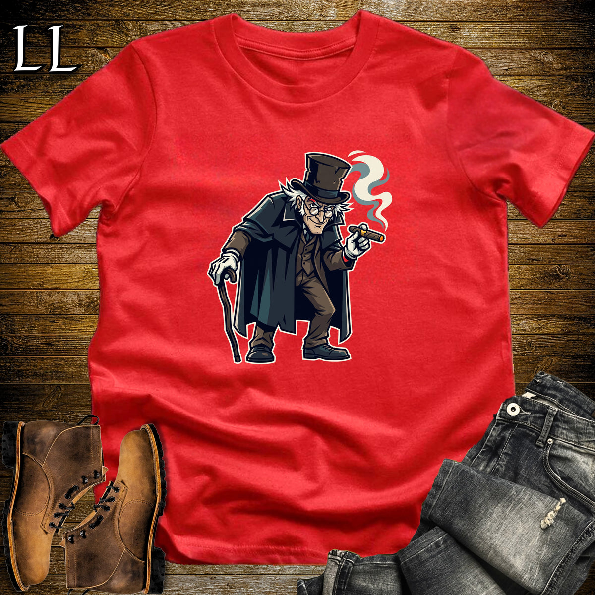 Victorian Gentleman Top Hat Cigar T-Shirt Red | Spooky Cigar Shirt