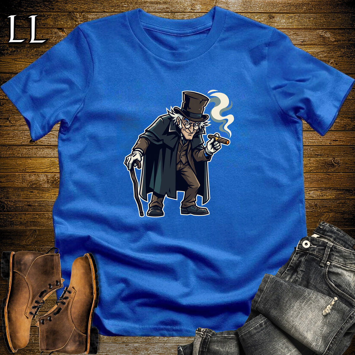 Victorian Gentleman Top Hat Cigar T-Shirt Royal | Spooky Cigar Shirt