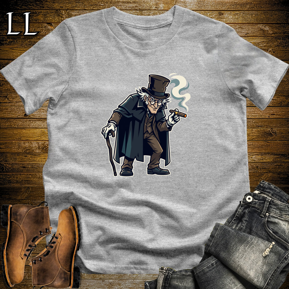 Victorian Gentleman Top Hat Cigar T-Shirt Sport Grey | Spooky Cigar Shirt