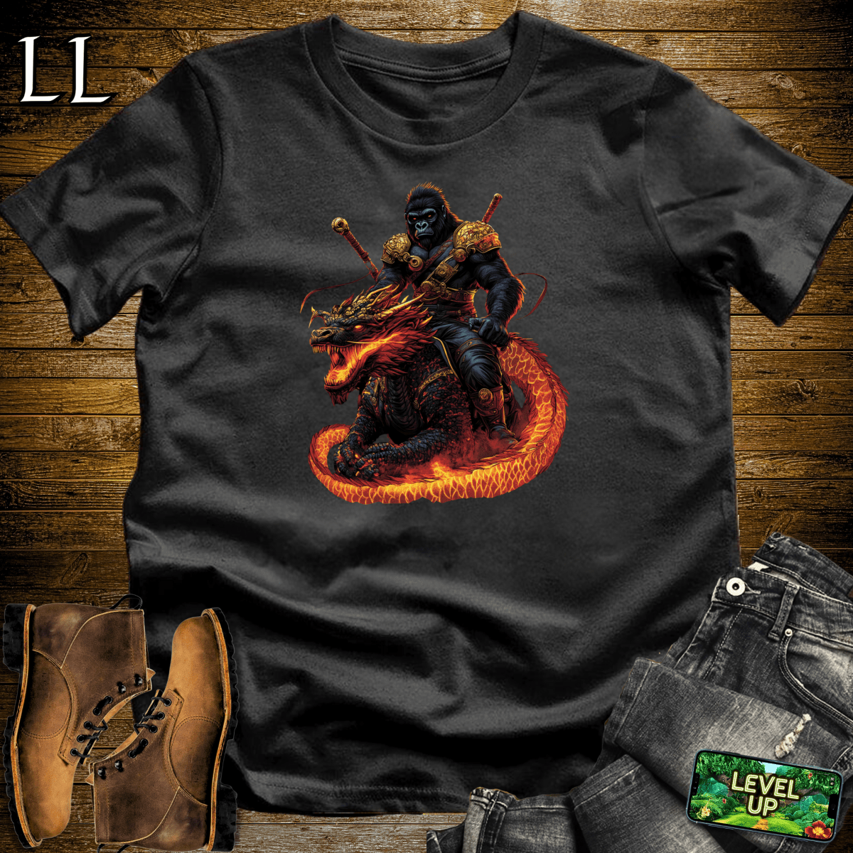 Dragon Rider Gorilla Softstyle Tee - Black - LegacyLayers